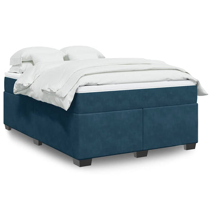 Giroletto a Molle con Materasso Blu Scuro 160x200 cm in Velluto