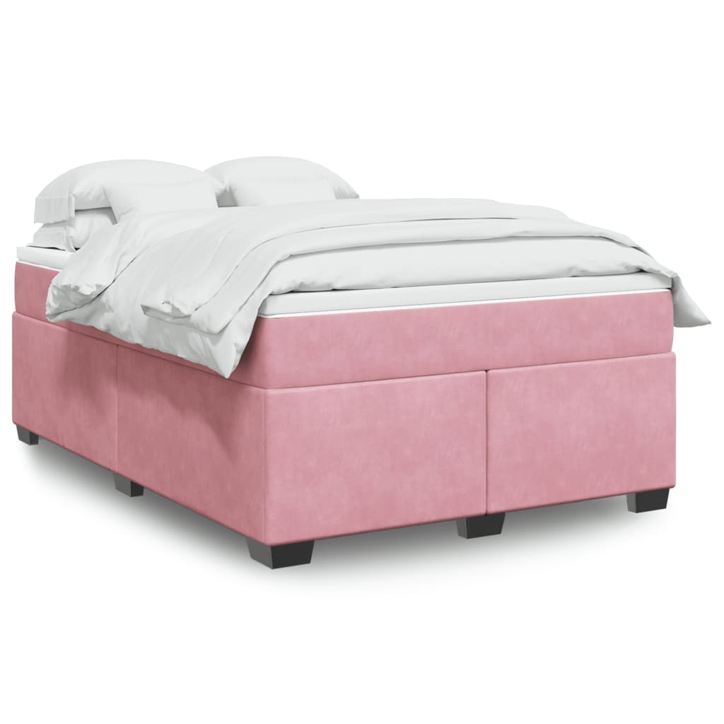 Giroletto a Molle con Materasso Rosa 160x200 cm in Velluto