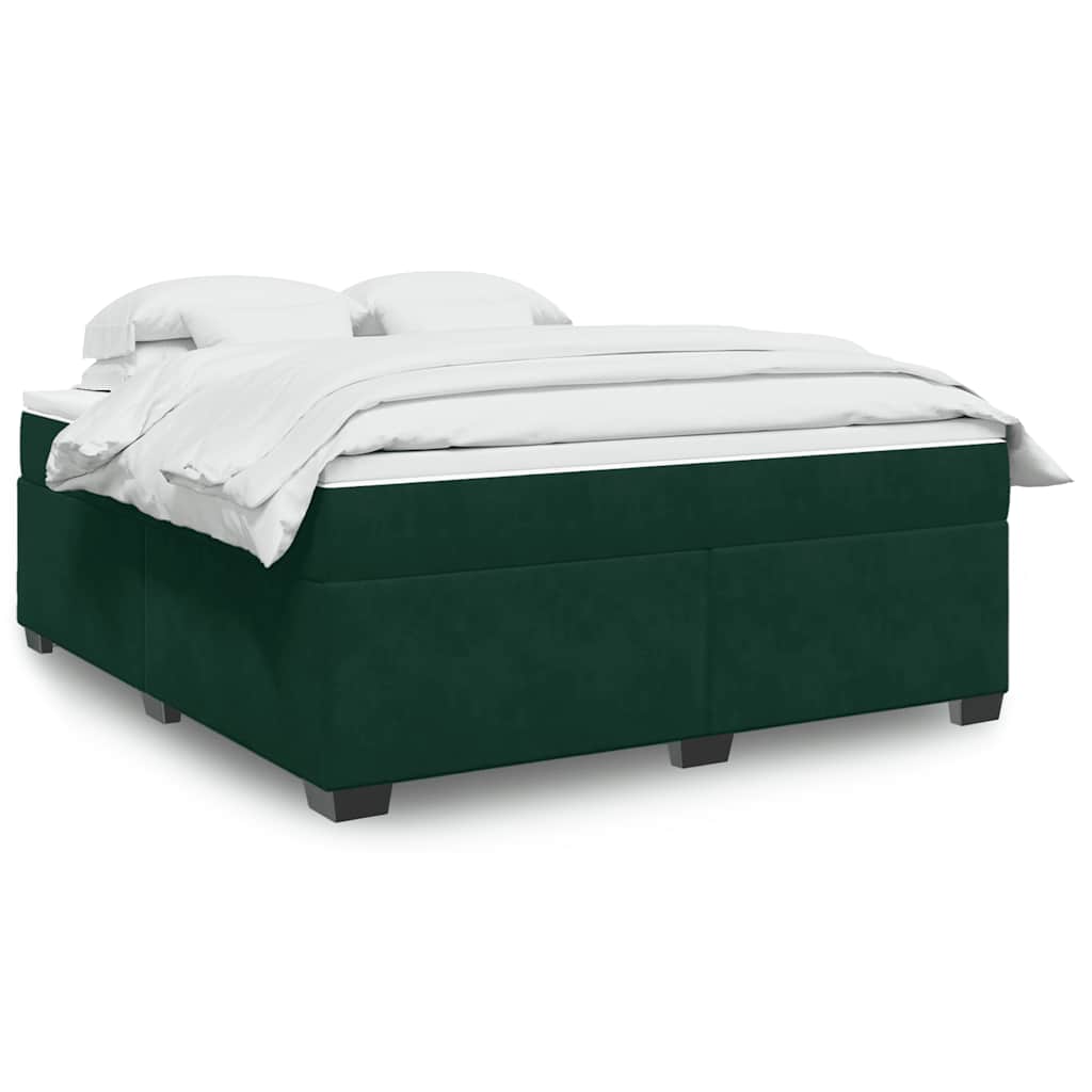Giroletto a Molle con Materasso Verde Scuro 180x200 cm Velluto