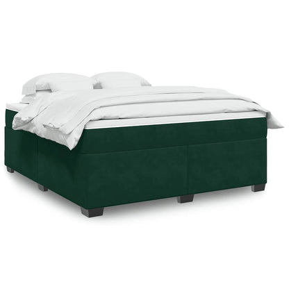 Giroletto a Molle con Materasso Verde Scuro 180x200 cm Velluto