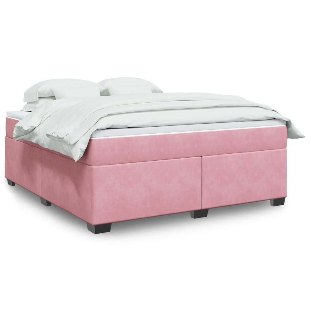Giroletto a Molle con Materasso Rosa 180x200 cm in Velluto