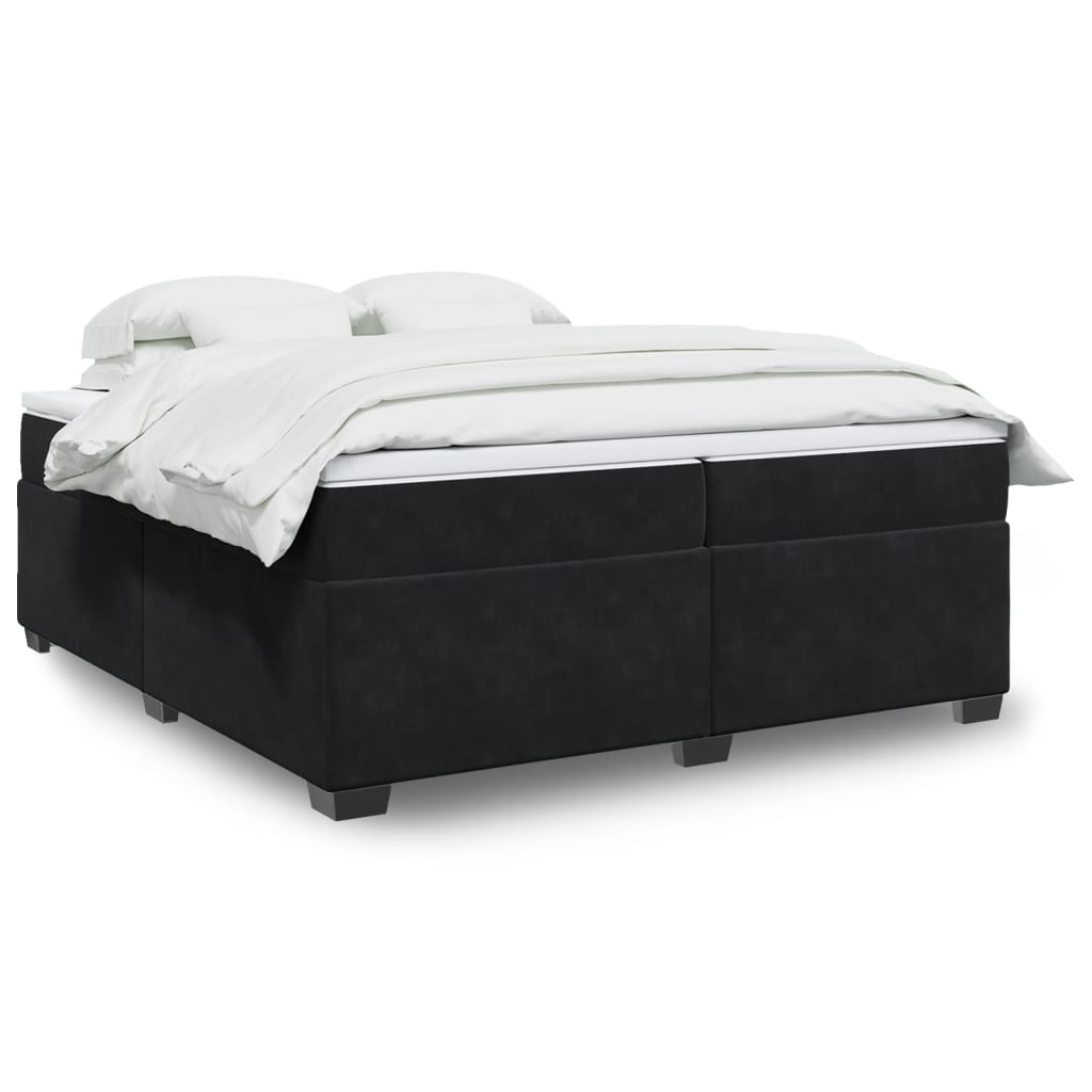 Giroletto a Molle con Materasso Nero 200x200 cm in Velluto