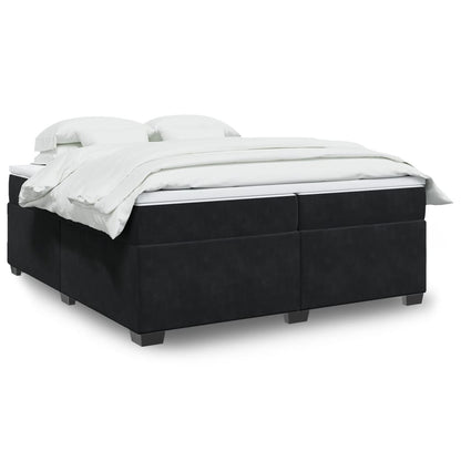Giroletto a Molle con Materasso Nero 200x200 cm in Velluto