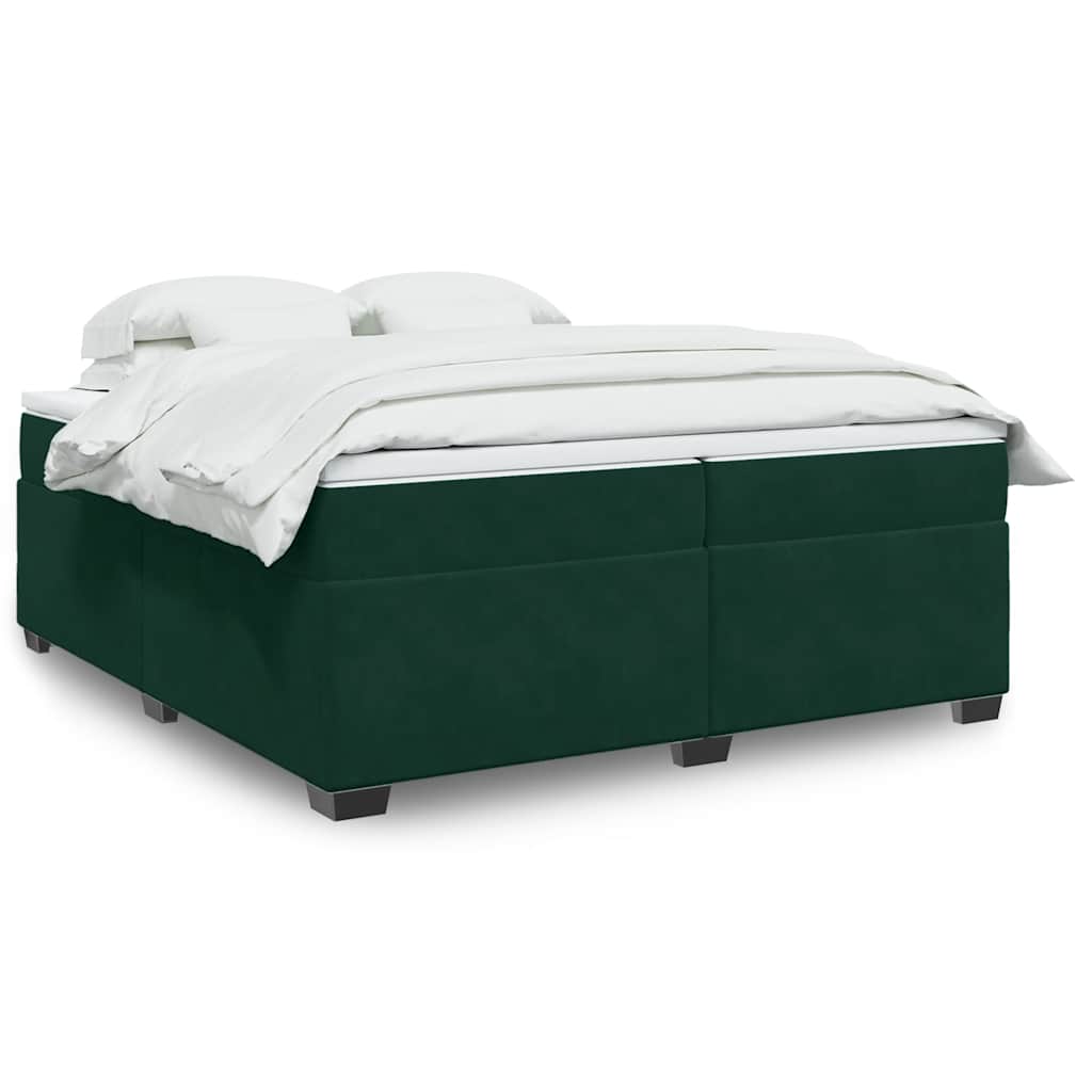 Giroletto a Molle con Materasso Verde Scuro 200x200 cm Velluto