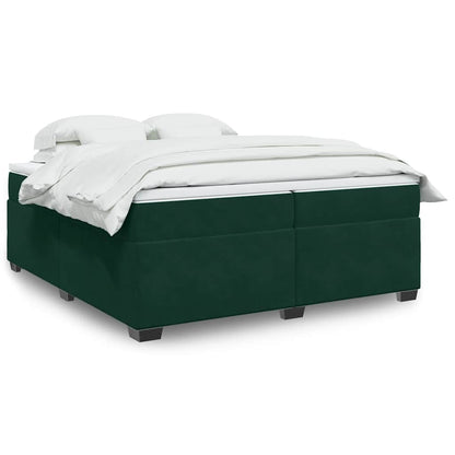 Giroletto a Molle con Materasso Verde Scuro 200x200 cm Velluto
