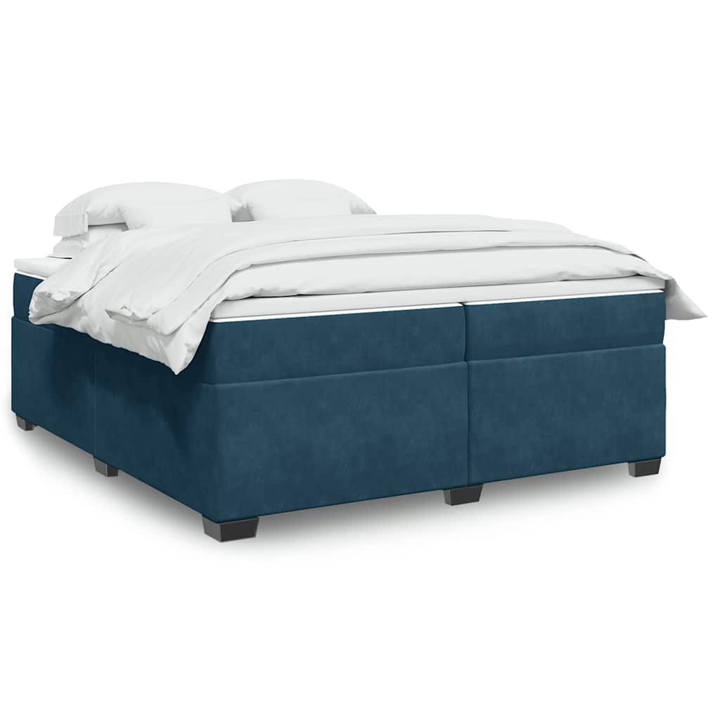 Giroletto a Molle con Materasso Blu Scuro 200x200 cm in Velluto