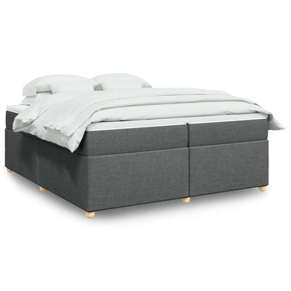 Giroletto a Molle con Materasso Grigio Scuro 200x200 cm Tessuto