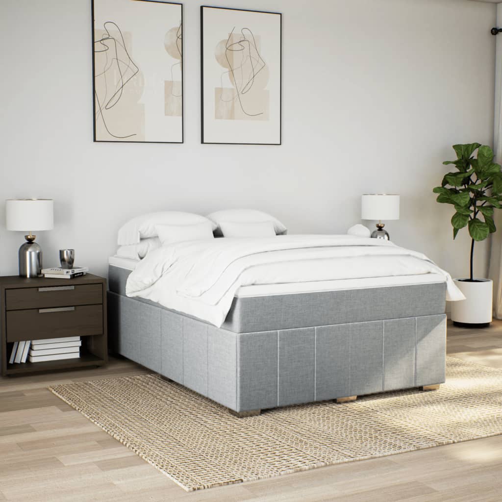 Giroletto a Molle con Materasso Grigio Chiaro 160x200cm Tessuto