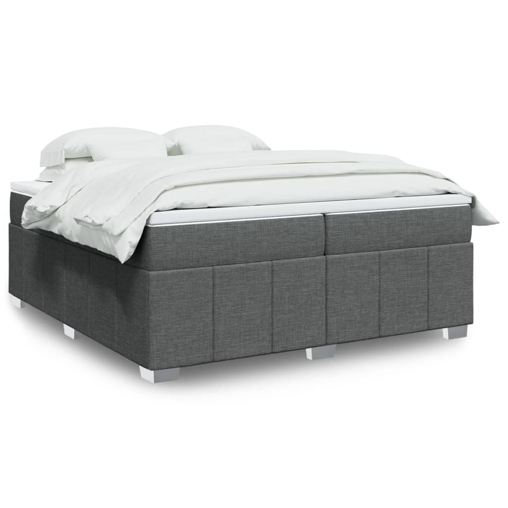 Giroletto a Molle con Materasso Grigio Scuro 200x200 cm Tessuto