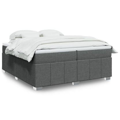 Giroletto a Molle con Materasso Grigio Scuro 200x200 cm Tessuto