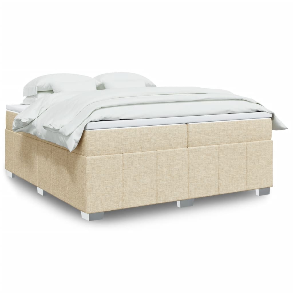 Giroletto a Molle con Materasso Crema 200x200 cm in Tessuto