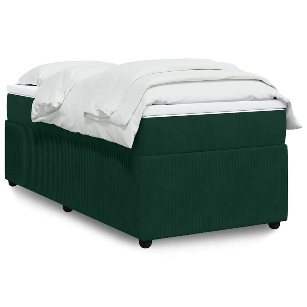Giroletto a Molle con Materasso Verde Scuro 80x200 cm Velluto