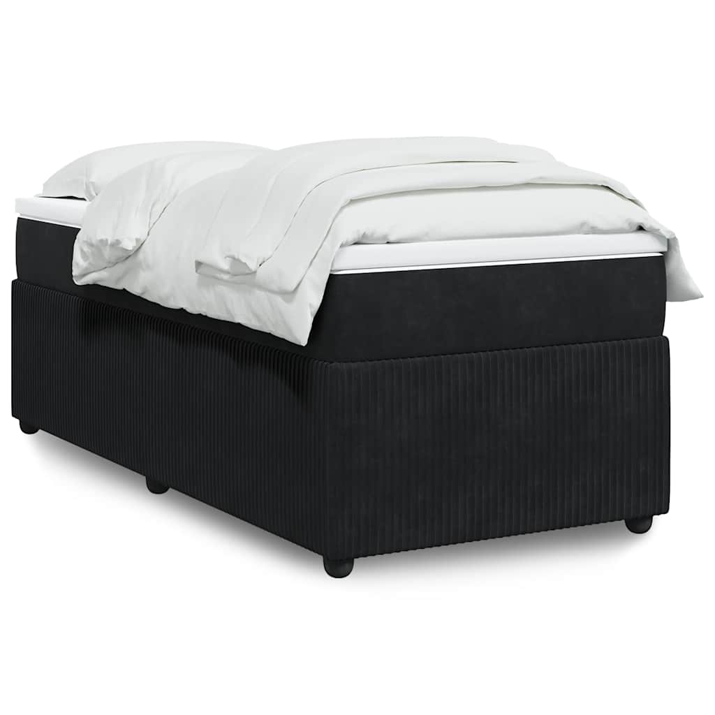 Giroletto a Molle con Materasso Nero 90x190 cm in Velluto