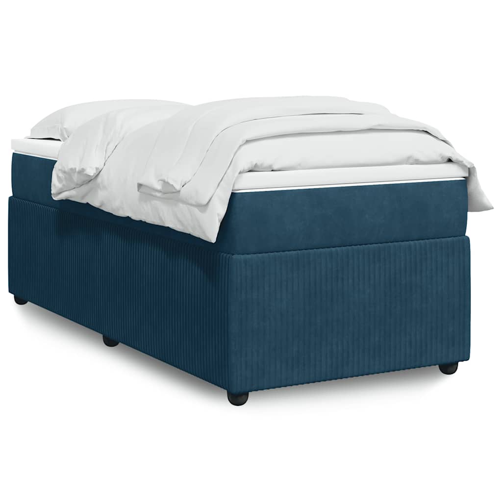 Giroletto a Molle con Materasso Blu Scuro 90x190 cm in Velluto