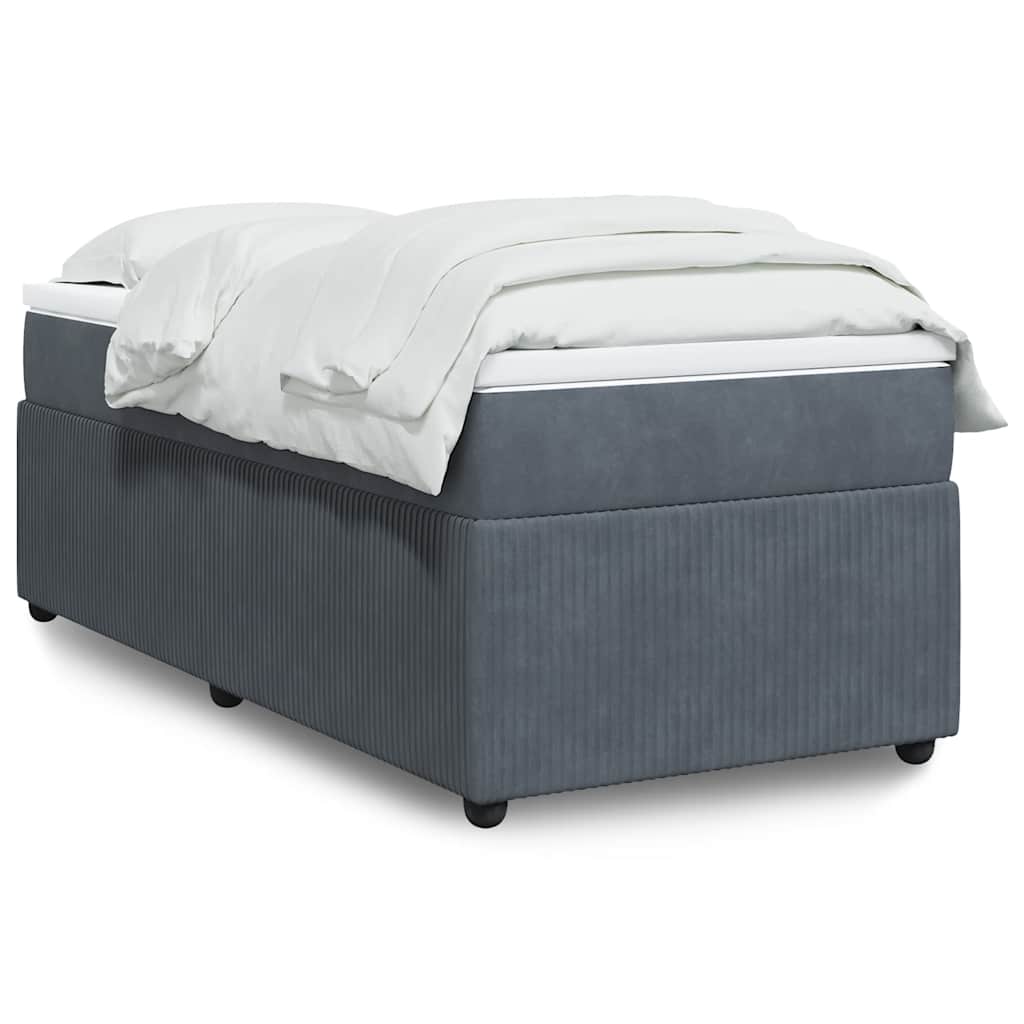 Giroletto a Molle con Materasso Grigio Scuro 100x200 cm Velluto
