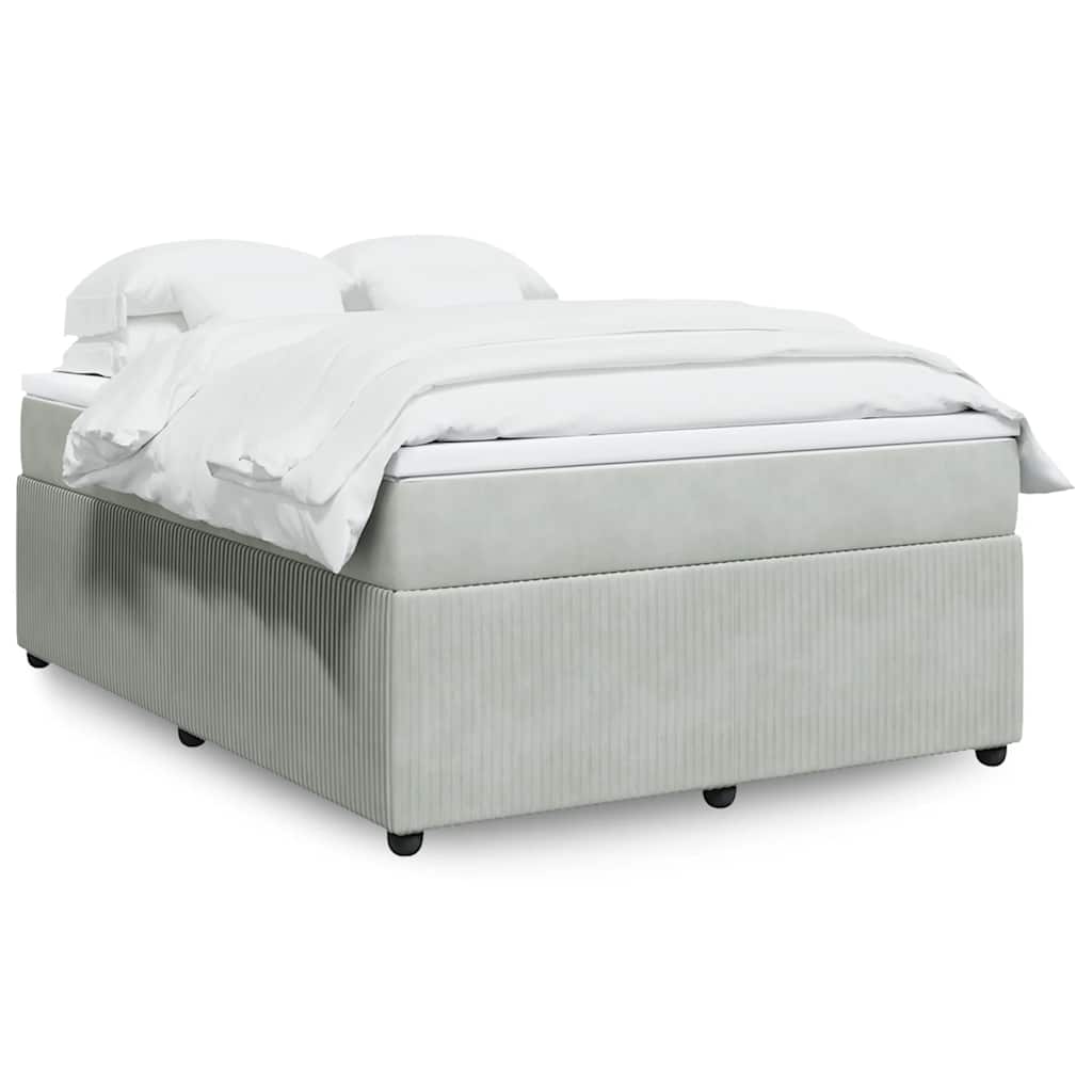 Giroletto a Molle con Materasso Grigio Chiaro 140x190cm Velluto