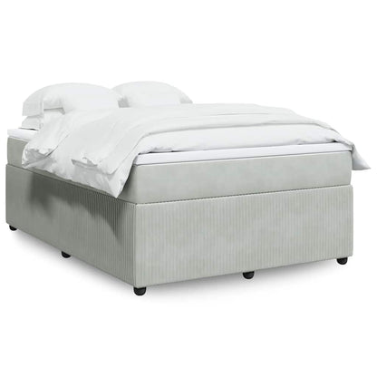 Giroletto a Molle con Materasso Grigio Chiaro 140x190cm Velluto