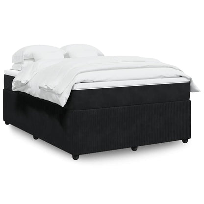 Giroletto a Molle con Materasso Nero 140x190 cm in Velluto