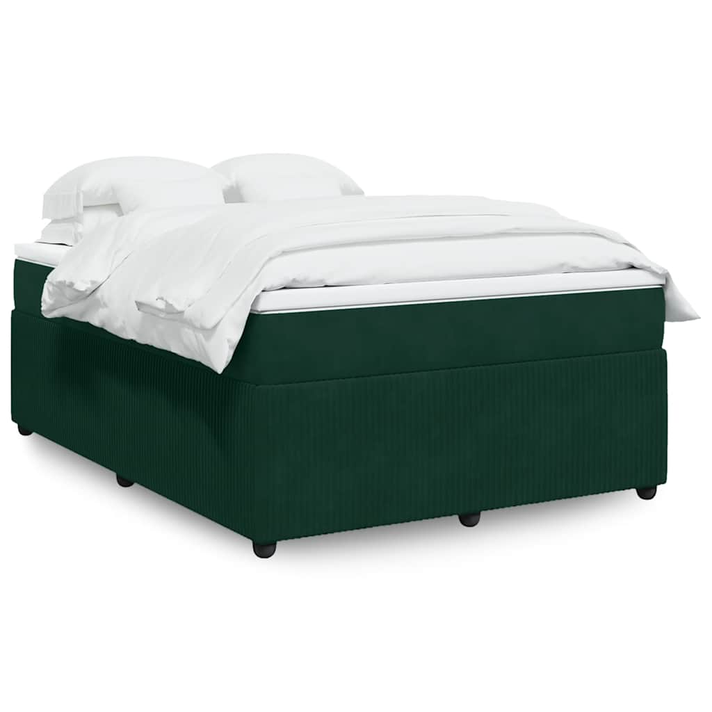 Giroletto a Molle con Materasso Verde Scuro 140x190 cm Velluto