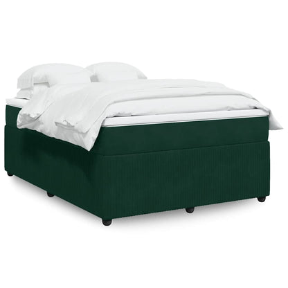 Giroletto a Molle con Materasso Verde Scuro 140x190 cm Velluto