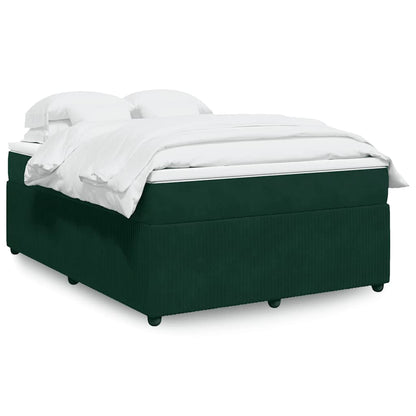 Giroletto a Molle con Materasso Verde Scuro 160x200 cm Velluto