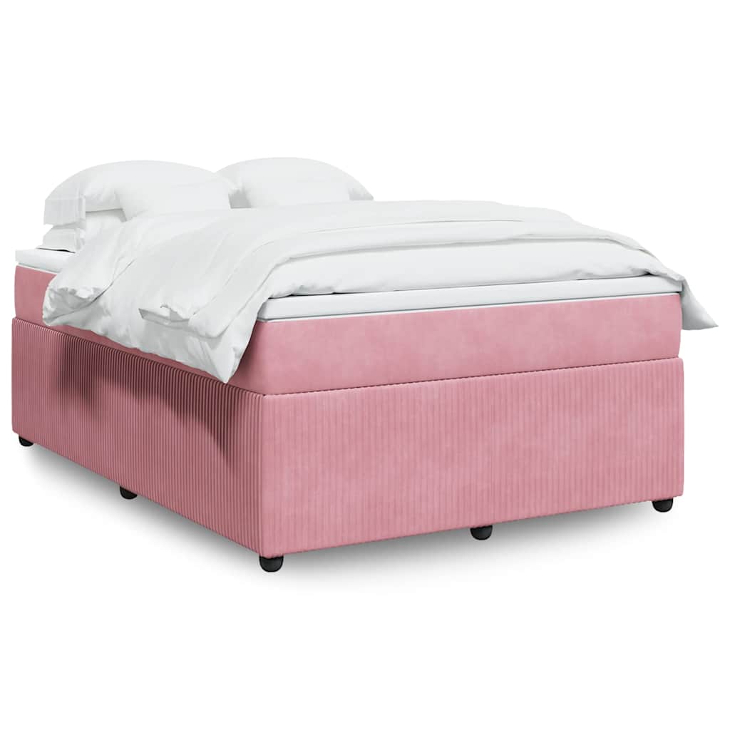 Giroletto a Molle con Materasso Rosa 160x200 cm in Velluto