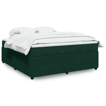 Giroletto a Molle con Materasso Verde Scuro 180x200 cm Velluto