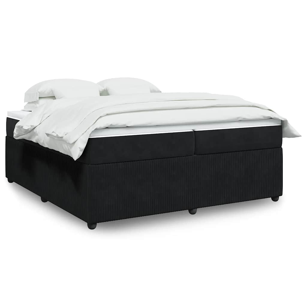 Giroletto a Molle con Materasso Nero 200x200 cm in Velluto
