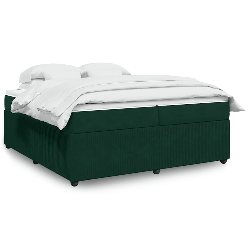 Giroletto a Molle con Materasso Verde Scuro 200x200 cm Velluto