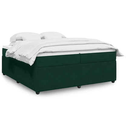 Giroletto a Molle con Materasso Verde Scuro 200x200 cm Velluto
