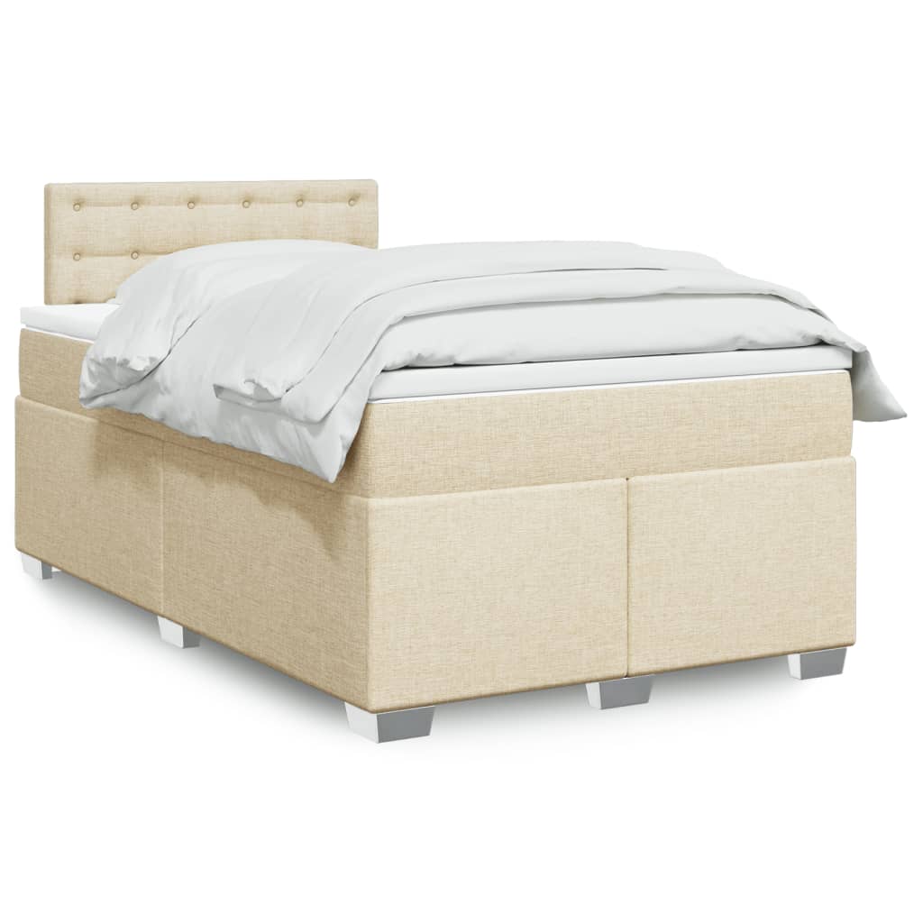 Giroletto a Molle con Materasso Crema 120x200 cm in Tessuto