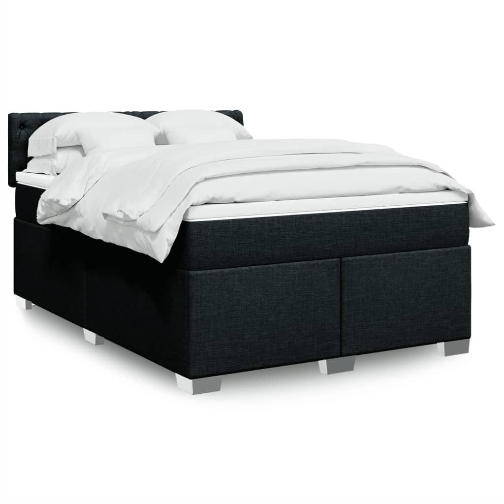 Giroletto a Molle con Materasso Nero 140x190 cm in Tessuto