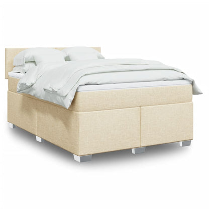 Giroletto a Molle con Materasso Crema 160x200 cm in Tessuto