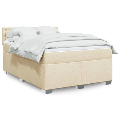 Giroletto a Molle con Materasso Crema 160x200 cm in Tessuto