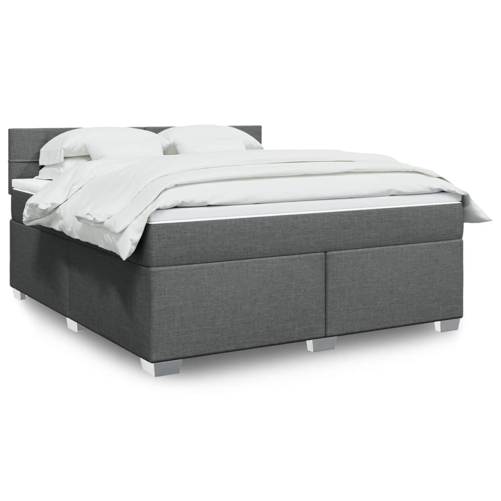 Giroletto a Molle con Materasso Grigio Scuro 180x200 cm Tessuto
