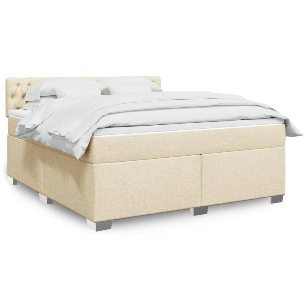 Giroletto a Molle con Materasso Crema 180x200 cm in Tessuto
