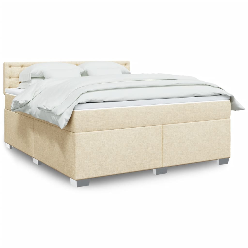 Giroletto a Molle con Materasso Crema 180x200 cm in Tessuto