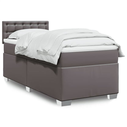 Giroletto a Molle con Materasso Grgio 90x200 cm in Similpelle