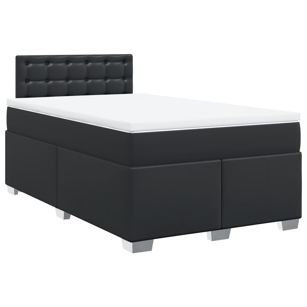 Giroletto a Molle con Materasso Nero 120x190 cm in Similpelle