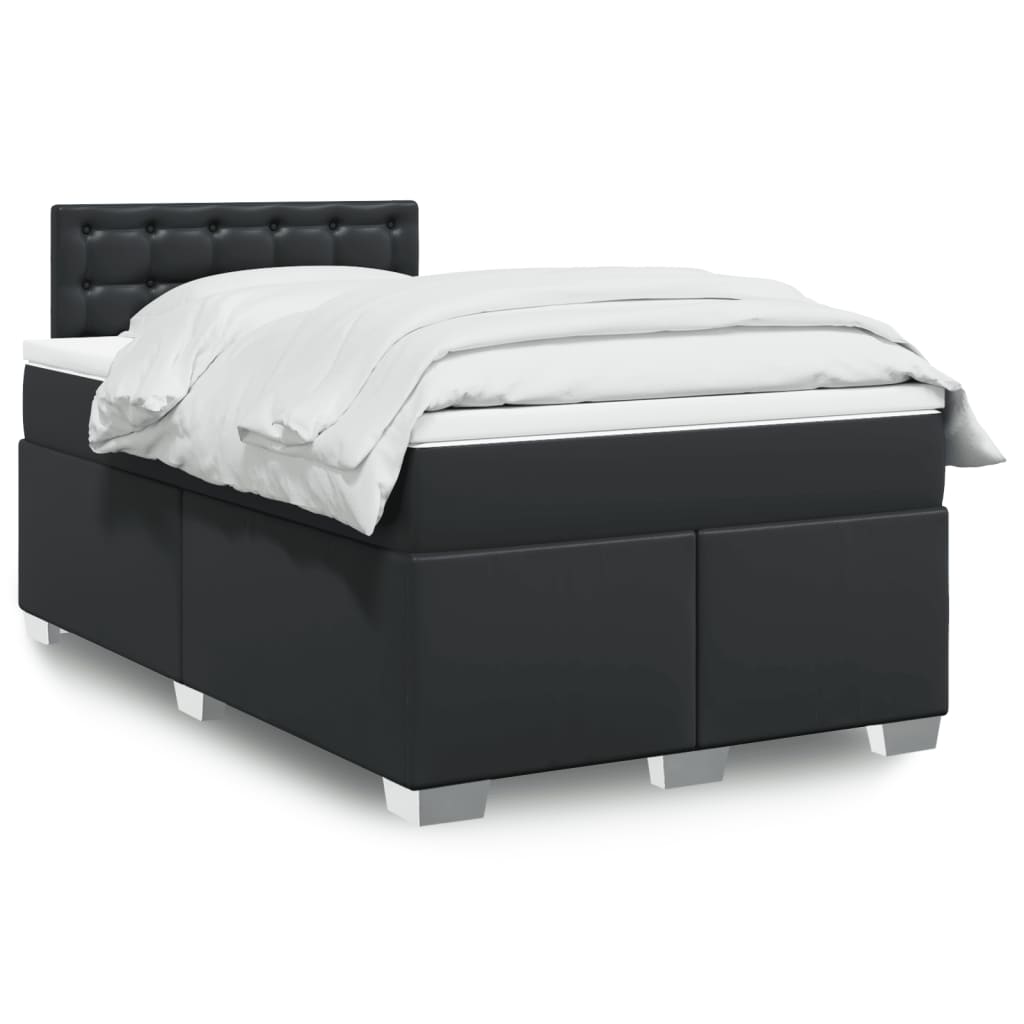 Giroletto a Molle con Materasso Nero 120x190 cm in Similpelle