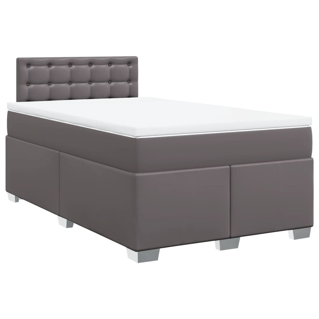 Giroletto a Molle con Materasso Grigio 120x190 cm in Similpelle