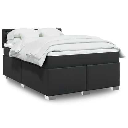 Giroletto a Molle con Materasso Nero 140x200 cm in Similpelle