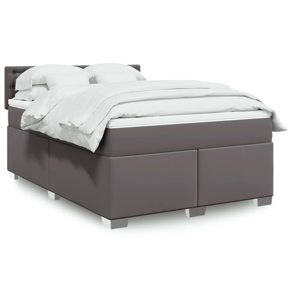 Giroletto a Molle con Materasso Grigio 140x200 cm in Similpelle