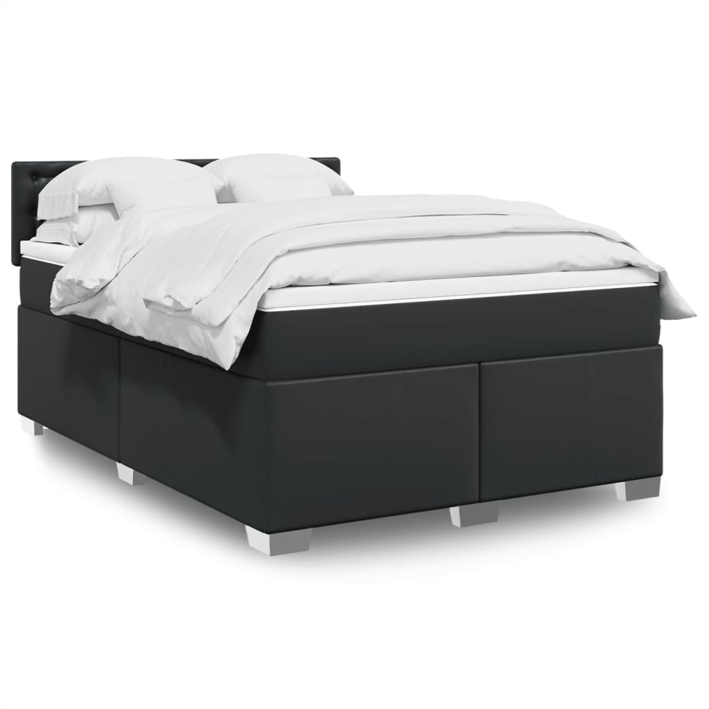 Giroletto a Molle con Materasso Nero 160x200 cm in Similpelle