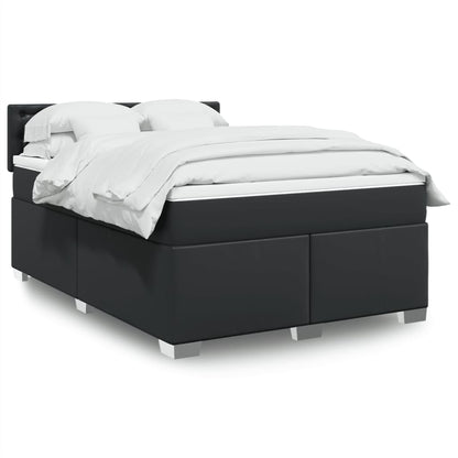 Giroletto a Molle con Materasso Nero 160x200 cm in Similpelle