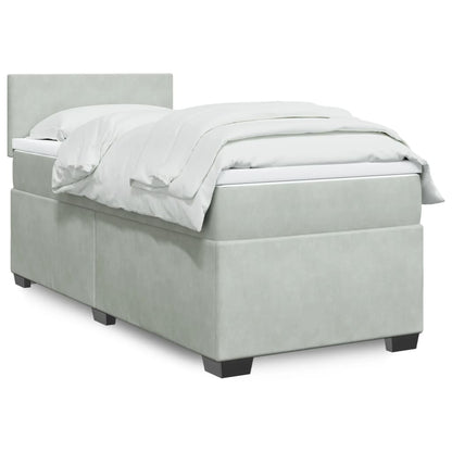 Giroletto a Molle con Materasso Grigio Chiaro 80x200 cm Velluto