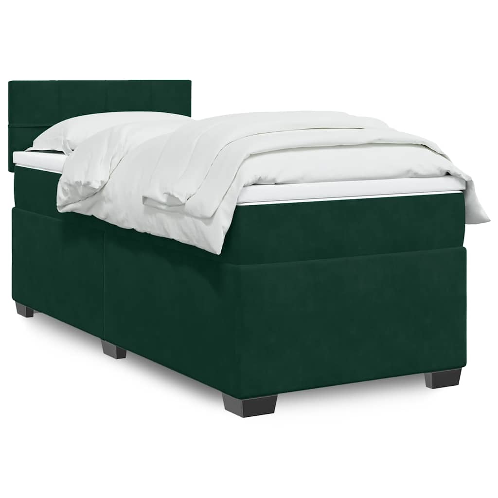 Giroletto a Molle con Materasso Verde Scuro 80x200 cm Velluto