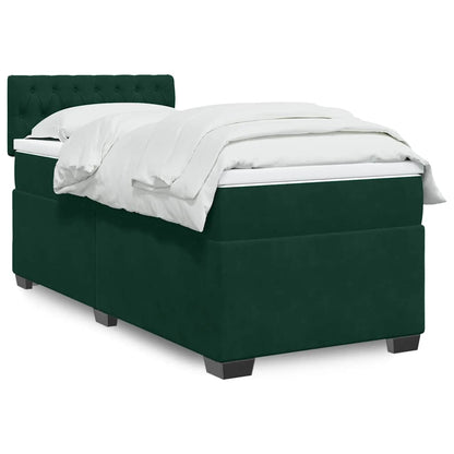 Giroletto a Molle con Materasso Verde Scuro 80x200 cm Velluto