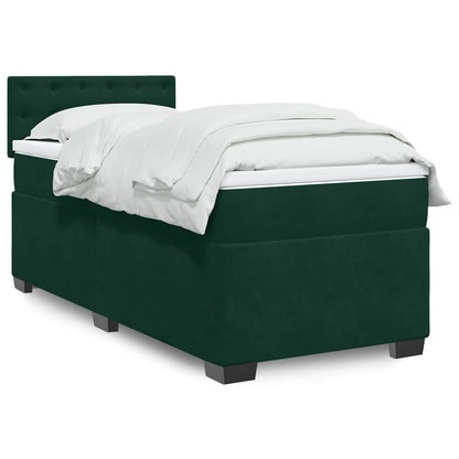Giroletto a Molle con Materasso Verde Scuro 80x200 cm Velluto