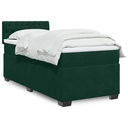 Giroletto a Molle con Materasso Verde Scuro 90x190 cm Velluto
